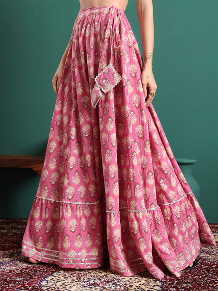 Floral Printed Flared Maxi Skirt