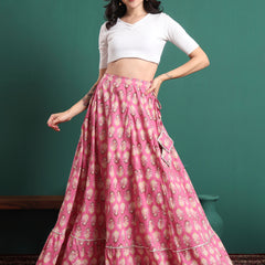 Floral Printed Flared Maxi Skirt