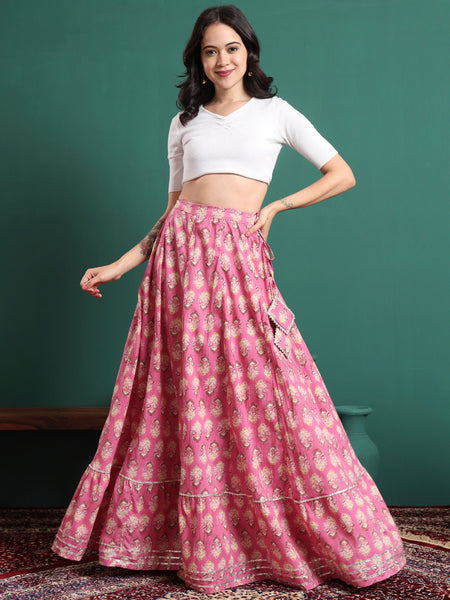 Floral Printed Flared Maxi Skirt