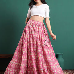 Floral Printed Flared Maxi Skirt