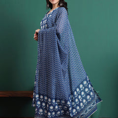 Women Floral Printed Cotton Kurta with Trousers & Dupatta