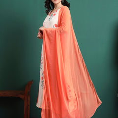 Women Floral Printed Cotton Kurta with Trousers & Dupatta