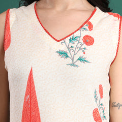 Women Floral Printed Cotton Kurta with Trousers & Dupatta