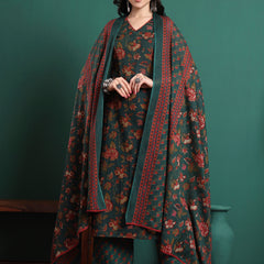 Women Floral Printed Cotton Kurta with Trousers & Dupatta
