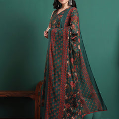 Women Floral Printed Cotton Kurta with Trousers & Dupatta
