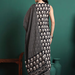 Floral Printed V-Neck Pure Cotton Kurta With Trousers & Dupatta