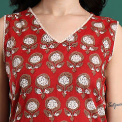 Floral Printed V-Neck Pure Cotton Kurta With Trousers & Dupatta