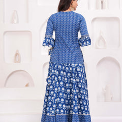 Women Ethnic Motifs Printed Pure Cotton Kurti with Skirt & Dupatta