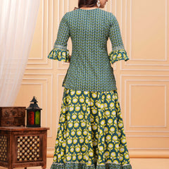 Women Ethnic Motifs Printed Cotton A-Line Kurti with Skirt & Dupatta