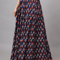 KALINI Printed Flared Maxi Skirt Side