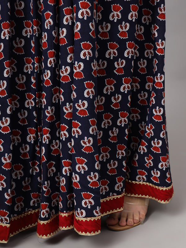 KALINI Printed Flared Maxi Skirt Bottom View