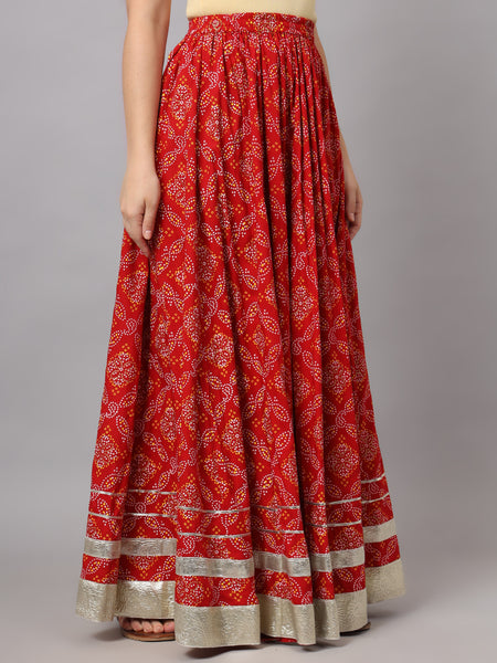 Red Flared Maxi Skirt Image