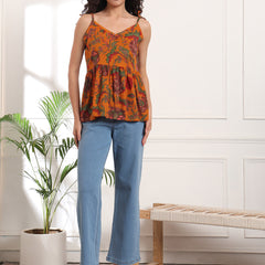 Yellow Print Cotton Top