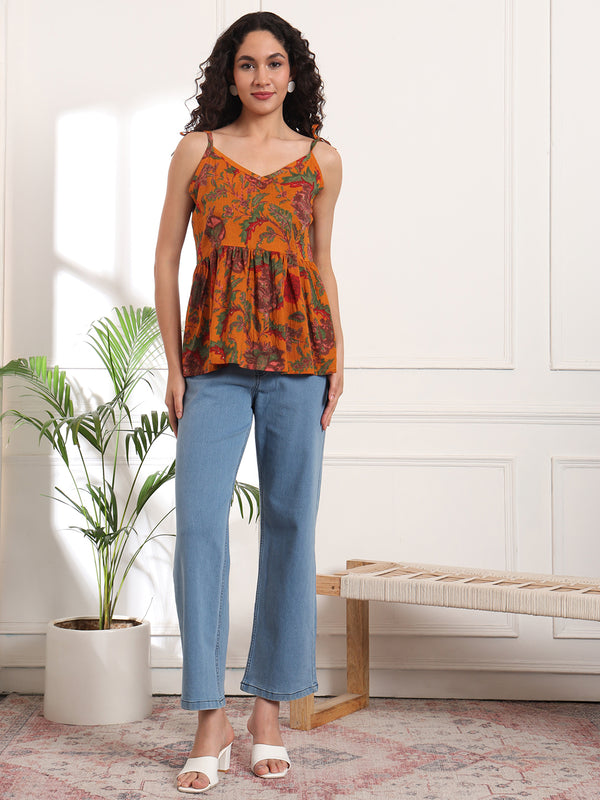 Yellow Print Cotton Top