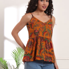 Yellow Print Cotton Top Side