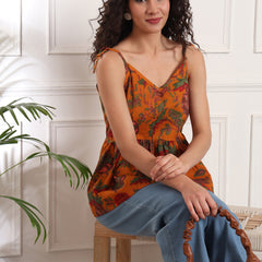 Yellow Print Cotton Top Sitting