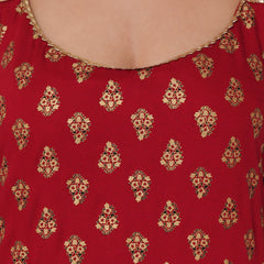 Red Ethnic Motif Kurti Set with Dupatta
