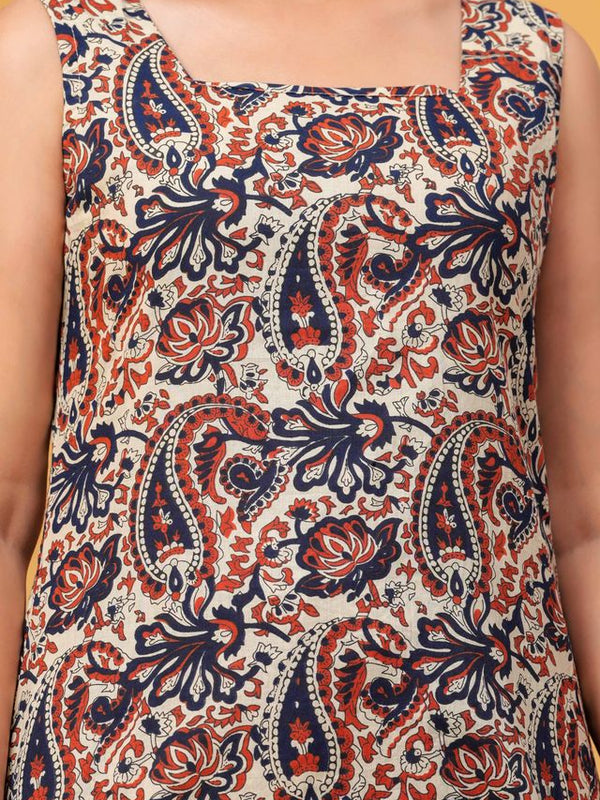 Women's Multicolor Printed Pure Cotton Kurti Farshi Salwar Set
