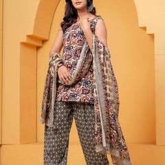 Women's Multicolor Printed Pure Cotton Kurti Farshi Salwar Dupatta Set