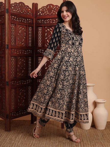 Women Ethnic Motifs Printed Panelled Pure Cotton Kurta with Harem Pants & With Dupatta