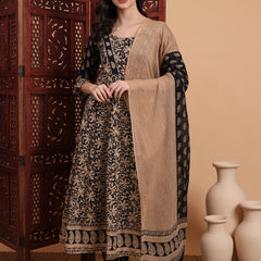Women Ethnic Motifs Printed Panelled Pure Cotton Kurta with Harem Pants & With Dupatta