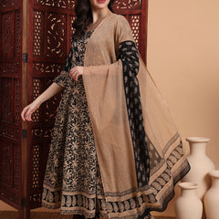 Women Ethnic Motifs Printed Panelled Pure Cotton Kurta with Harem Pants & With Dupatta