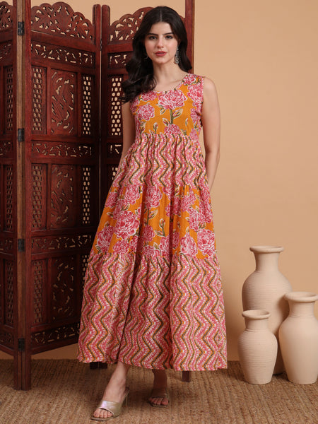 Floral Printed A-Line Maxi Dress