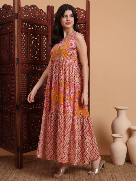 Floral Printed A-Line Maxi Dress