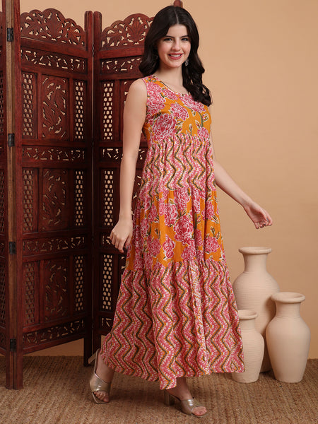 Floral Printed A-Line Maxi Dress