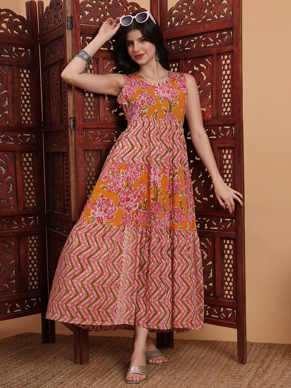 Floral Printed A-Line Maxi Dress