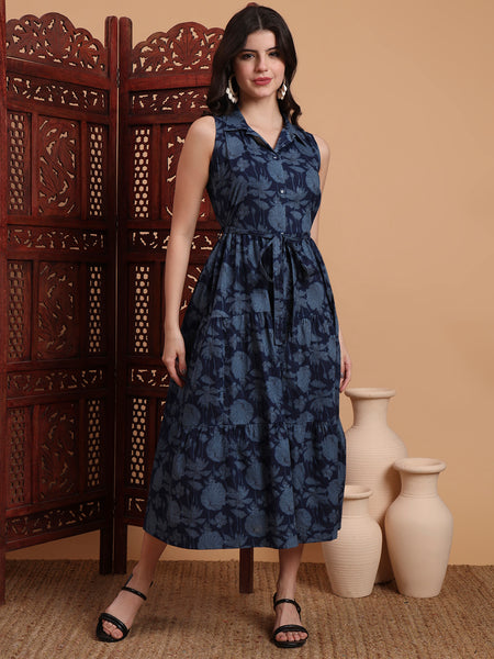 Floral Print A-Line Dress Front