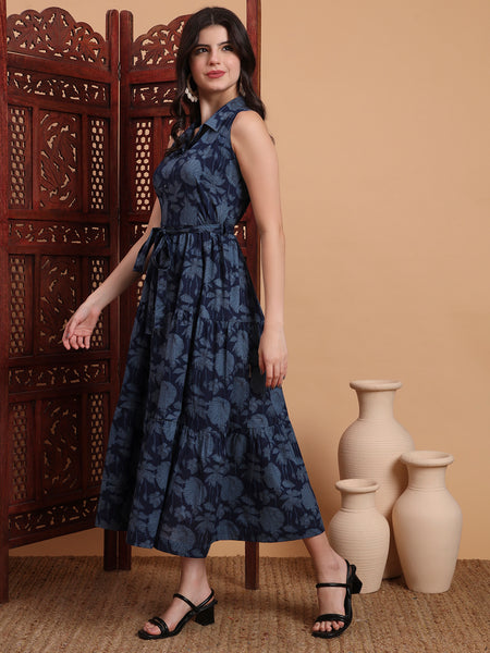 Floral Print A-Line Dress Side