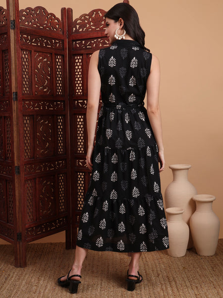 Midi Dress with Belt Back
