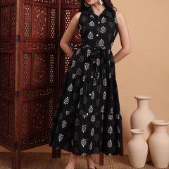Midi Dress with Belt Front