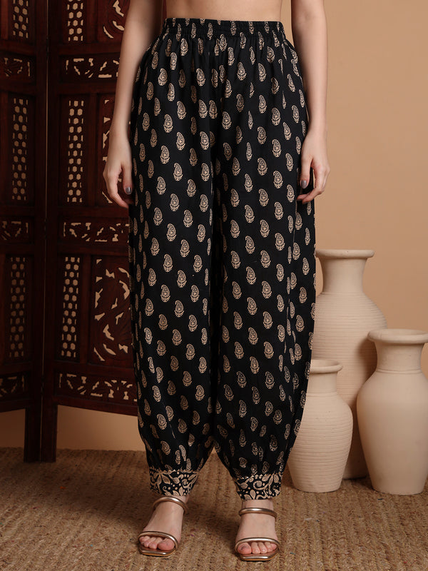 Women Ethnic Motifs Printed Panelled Pure Cotton Kurta with Harem Pants & With Dupatta